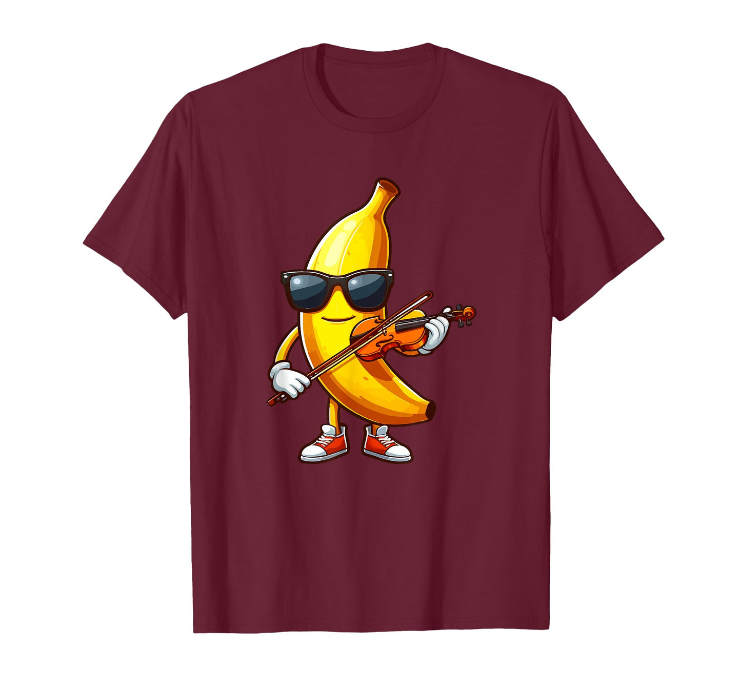 Banana Sunglasses Playing Violin Funny Fruit Instrument T-Shirt