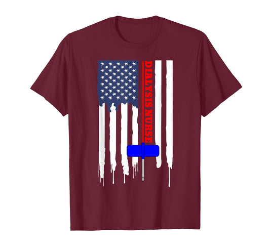 Dialysis Nurse American Flag Big Needle T shirt T-Shirt