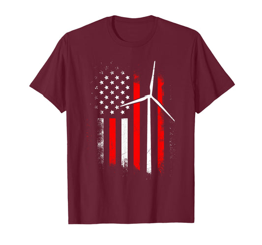 Wind power AMERICA USA WIND TURBINE FUNNY Wind energy T-Shirt