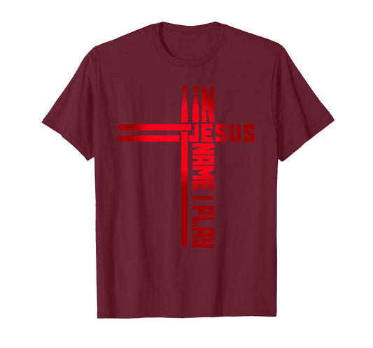 In Jesus Name I Play Drum Drummer Vintage Cross Drumsticks T-Shirt