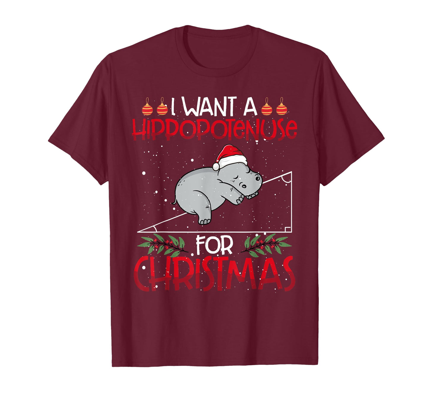Christmas Math Teacher Funny Hypotenuse Math Hippotenuse Men Women T-Shirt