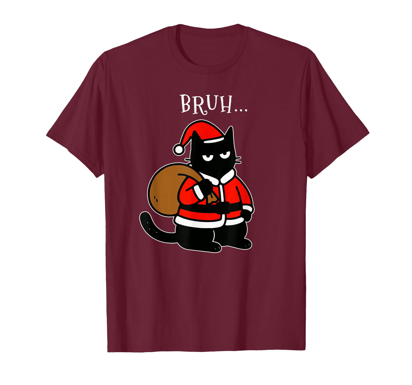 Funny Black Cat Santa Bruh Christmas Kitty Xmas Cat Lovers T-Shirt