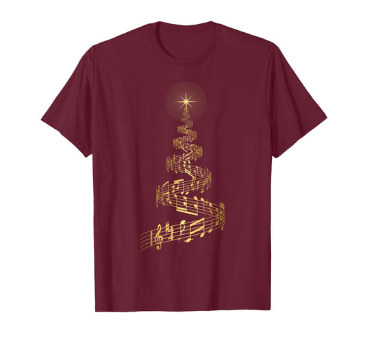 Christmas Tree Music Notes T Shirt Musical Xmas Tree Gift T-Shirt