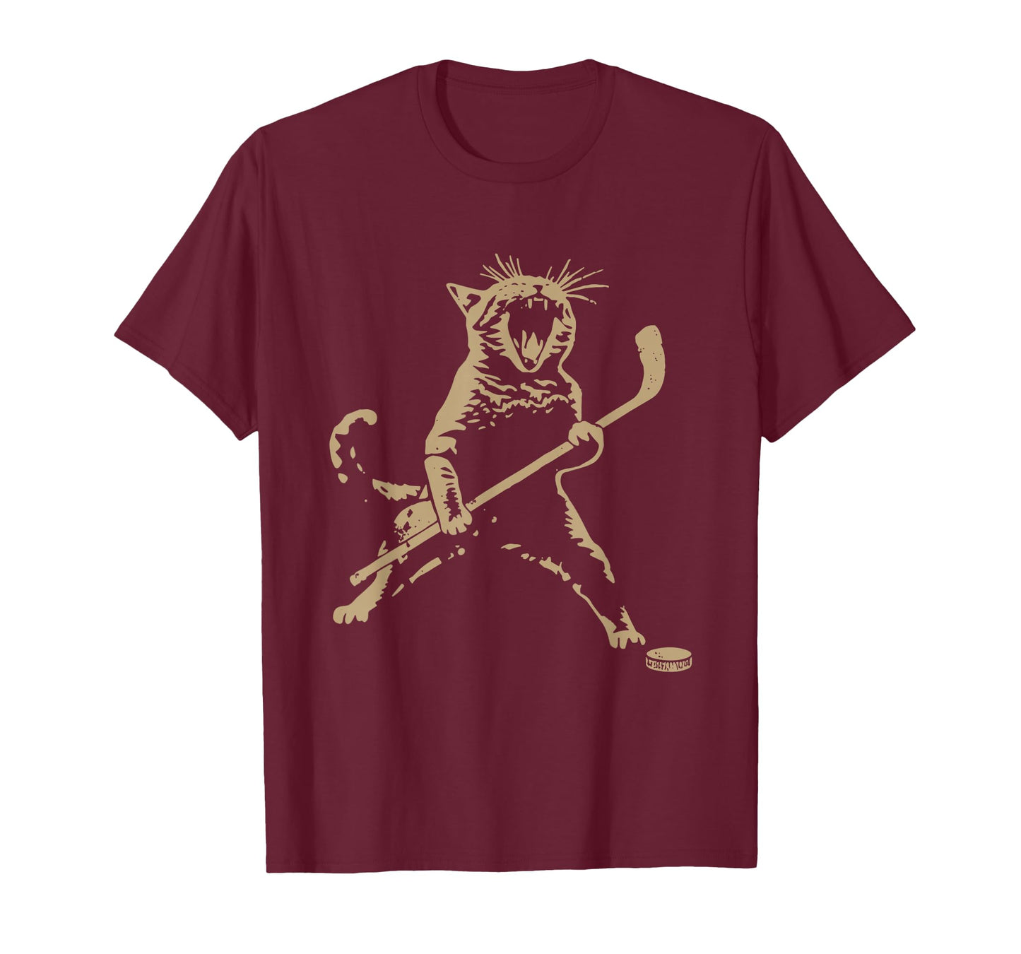 Cute Cat Playing Ice Hockey Lover Player Funny T-Shirt
