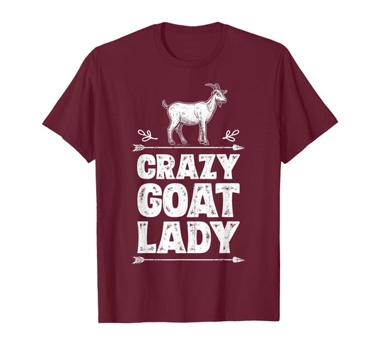 Crazy Goat Lady Girls Women Farmer Farm Animal Lover Vintage T-Shirt