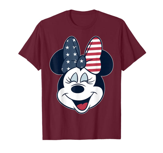 Disney Mickey And Friends Minnie American Flag Bow T-Shirt