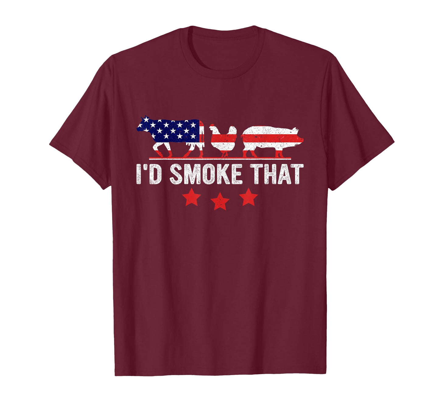 4th July I'd Smoke That Patriot Bbq Barbeque Cook Chef T-Shirt