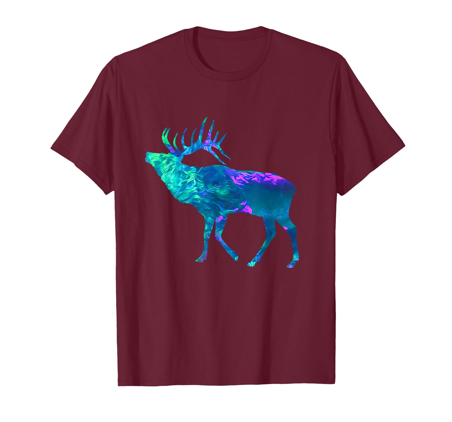 Cyan Blue Violet teal Elk Buck For Animals Lover T-Shirt