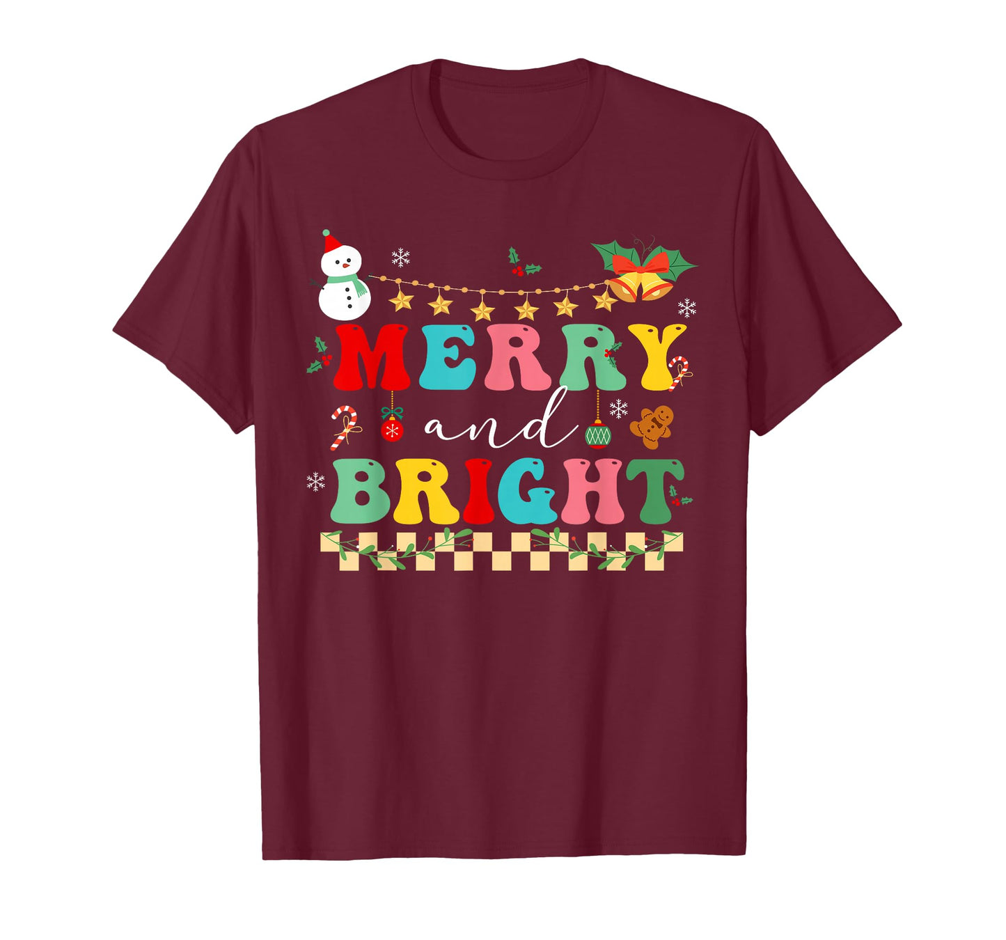 Retro cute Groovy Merry Christmas Bright Family Pajamas T-Shirt