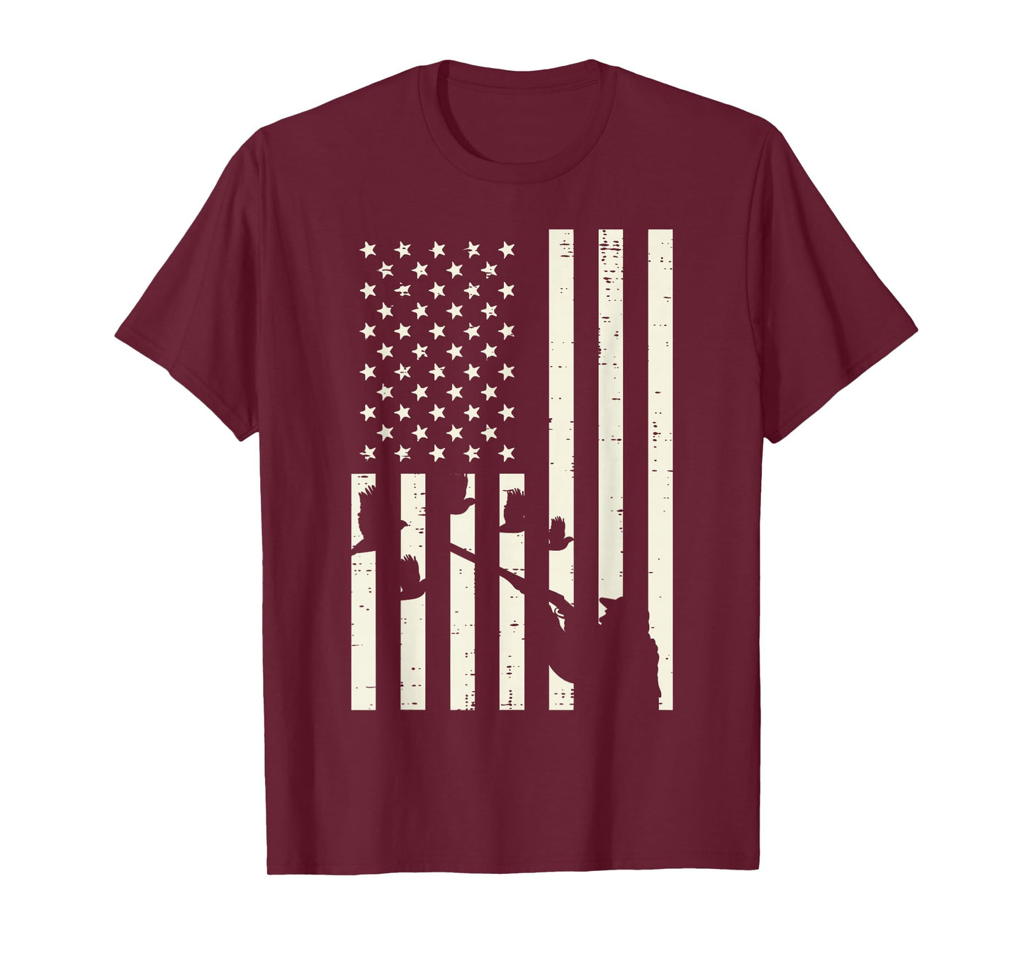 Flag Quail Pheasant Hunting Vintage Upland Hunt Patriotic T-Shirt