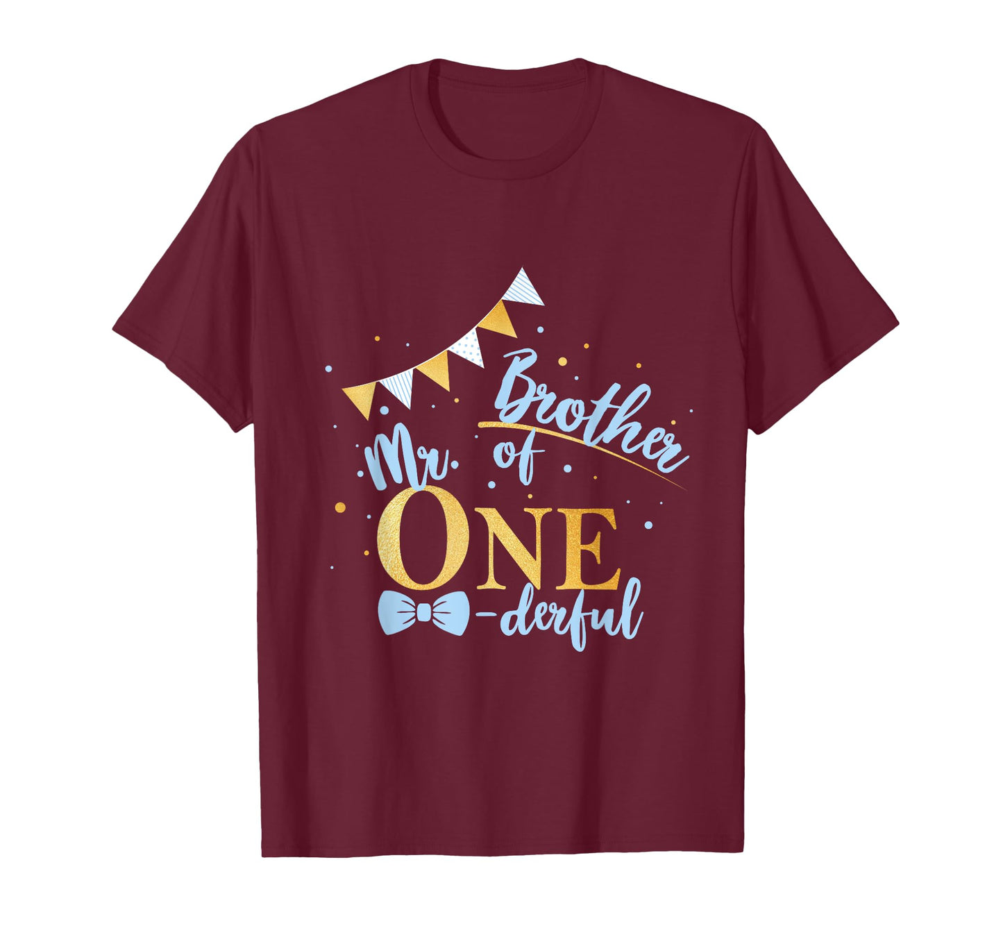 Brother Of Mr One-derful Party Blue-Gold Boy 1st Birthday T-Shirt