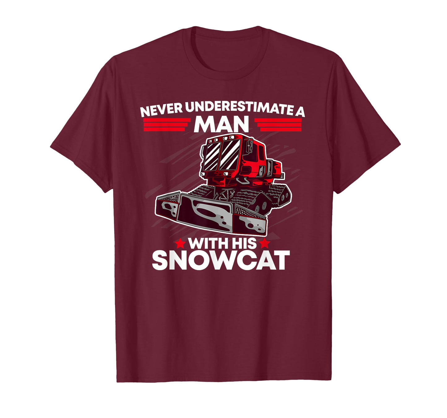 Snowcat Man Dad Groomer Cool Winter Sports US Flag T-Shirt