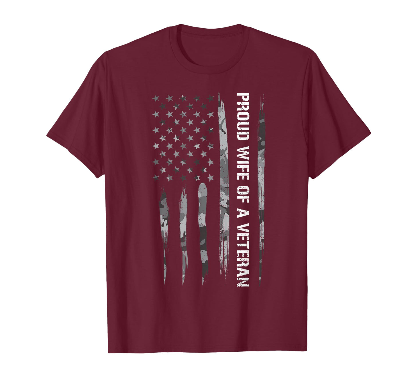 Wife: Proud Wife of A Veteran - American Flag T-Shirt