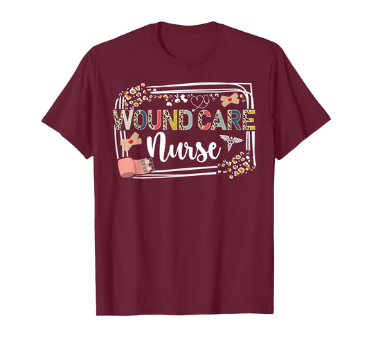 Cute Wound Care Nurse Leopard Wound Care Nursing T-Shirt