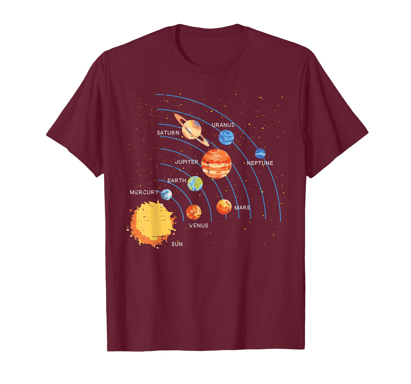 Solar System Sun Planets Orbit Space Galaxy Men Women Kids T-Shirt