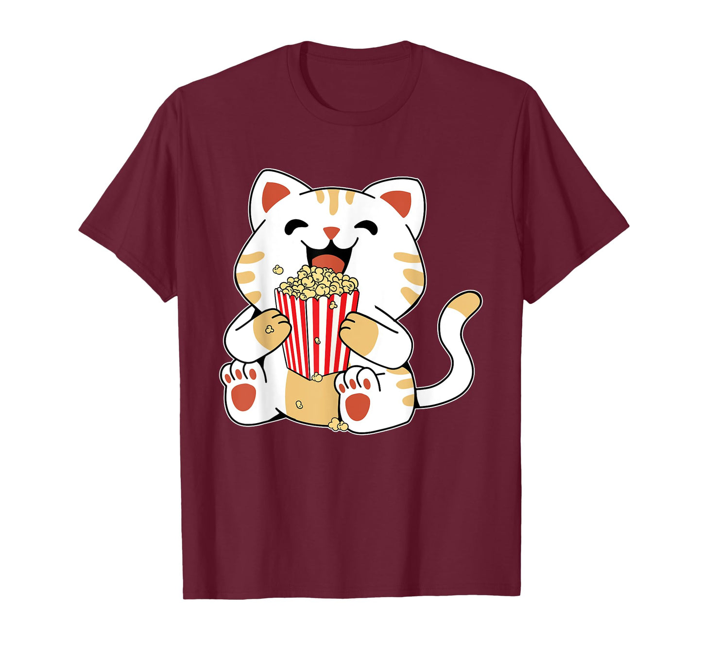 Cat Popcorn Kids Cute Funny Movie Night T-Shirt