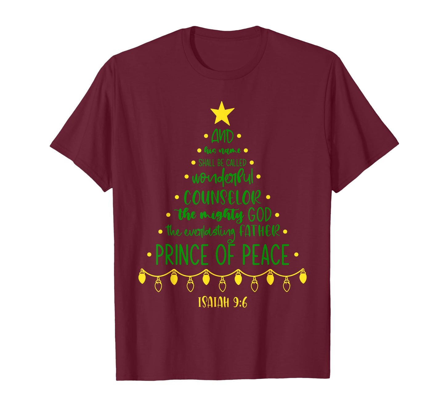 Christian Christmas Jesus Bible Names Xmas Tree Shaped T-Shirt