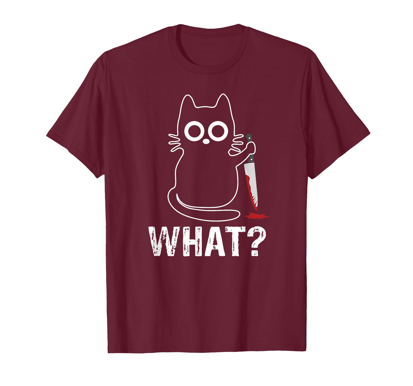 What? - Funny Cat with Knife Graphic Design T-Shirt