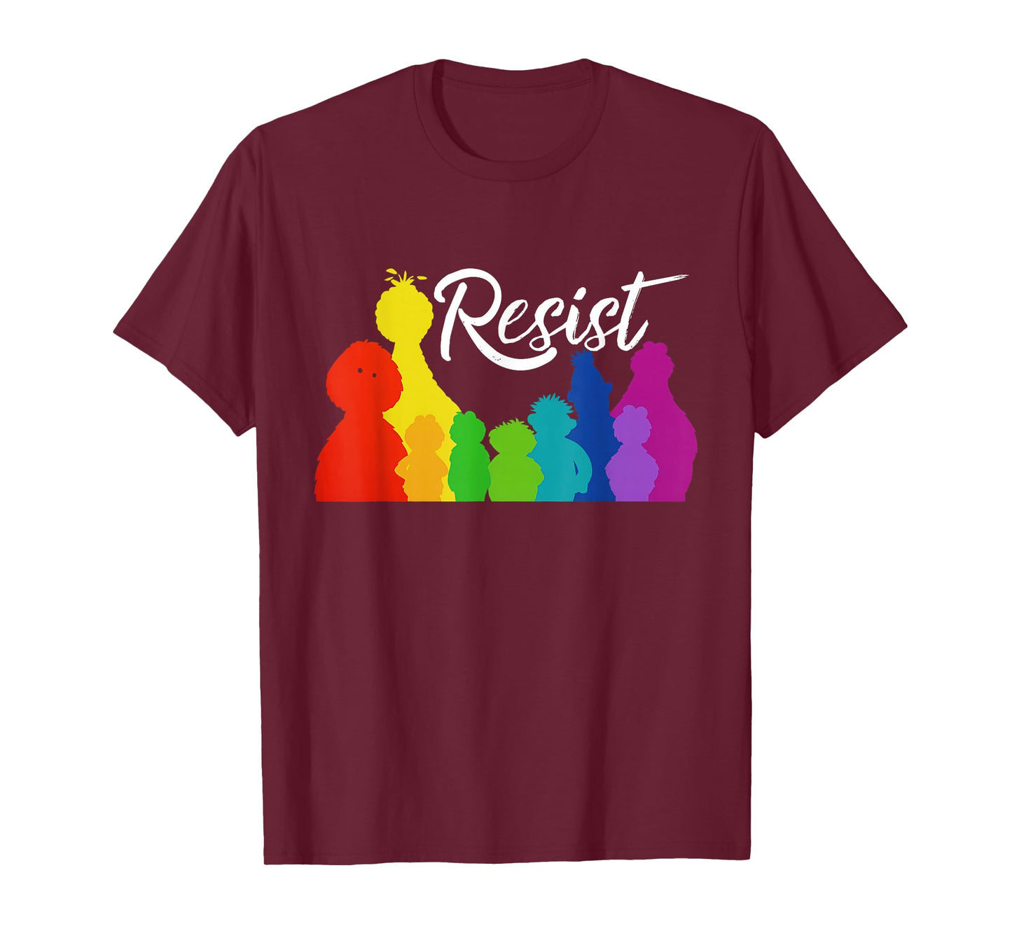 Resist Save P.B.S, Rainbow Silhouette Design Graphic Tee T-Shirt