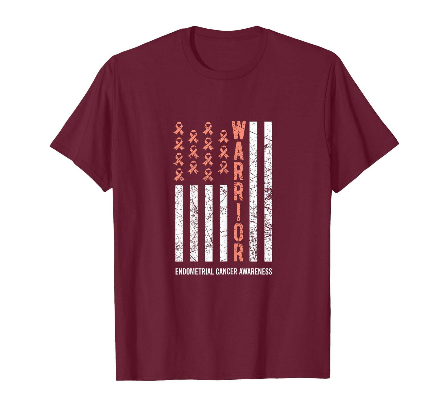 Warrior Peach Ribbon Endometrial Cancer Awareness T-Shirt