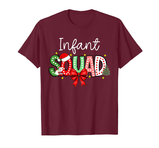 Coquette Bow Christmas Infant Squad Daycare Provider Teacher T-Shirt