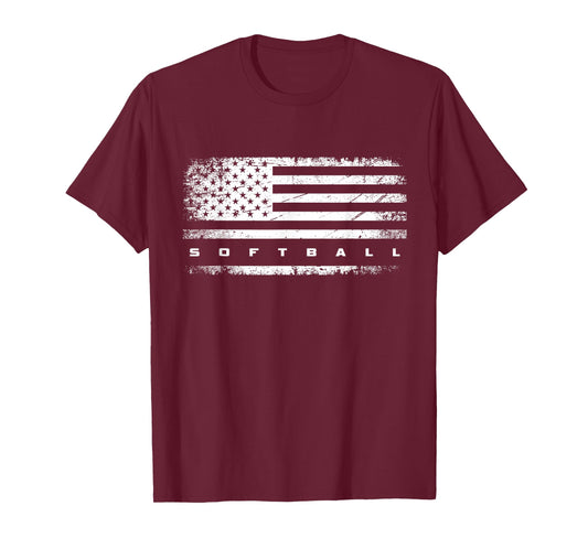 American Flag Softball Apparel - Softball T-Shirt