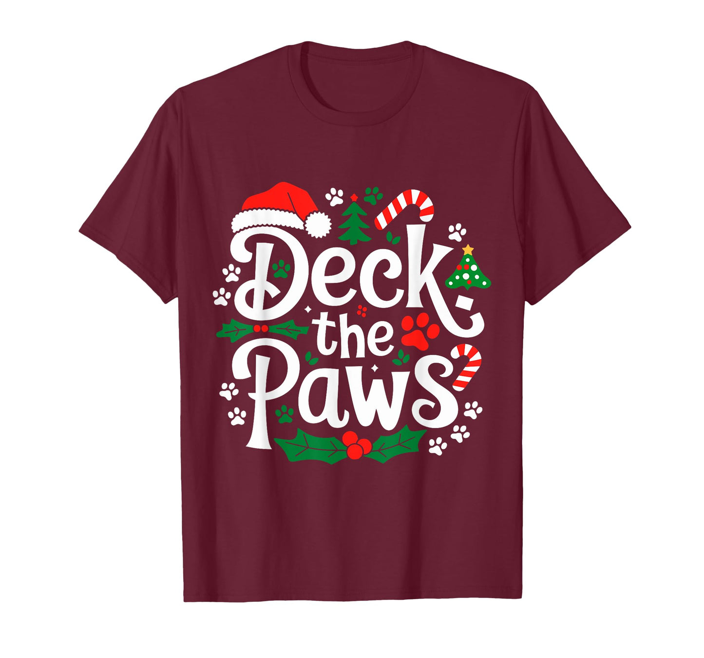 Deck The Paws Christmas Dog and Cat Funny Festive T-Shirt