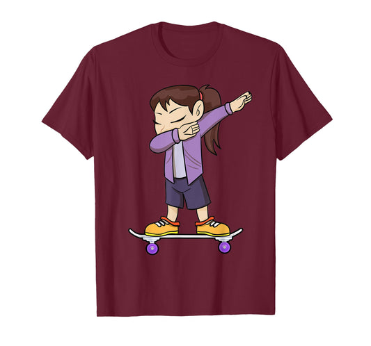 Skateboarding Teenage Girl on Skateboard Gift for Skater T-Shirt
