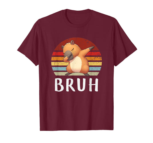 Vintage Dabbing Capy Bruh, Boy Girl Funny T-Shirt