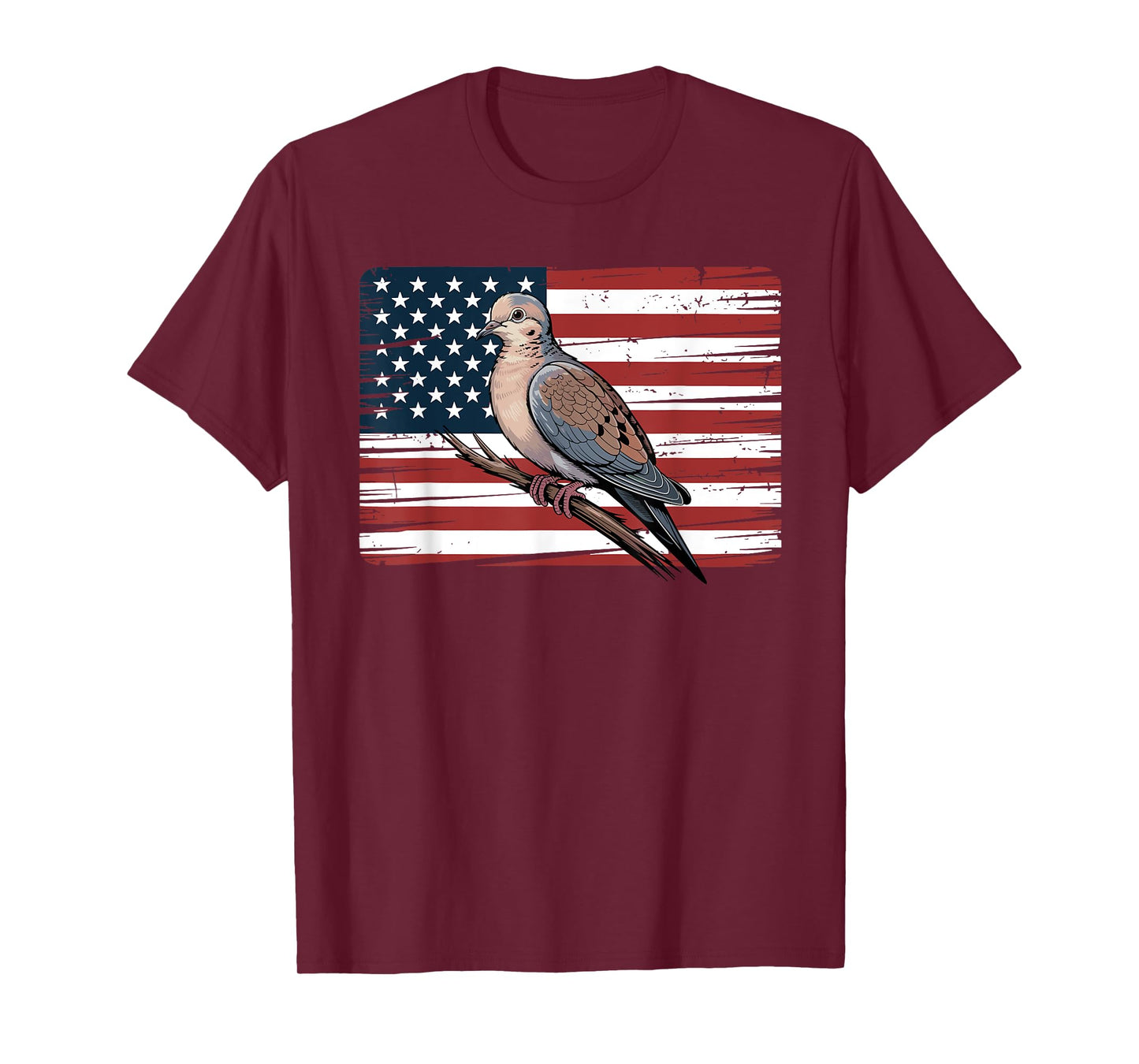 Mourning Dove Bird Lover Bird Watching USA American Flag T-Shirt