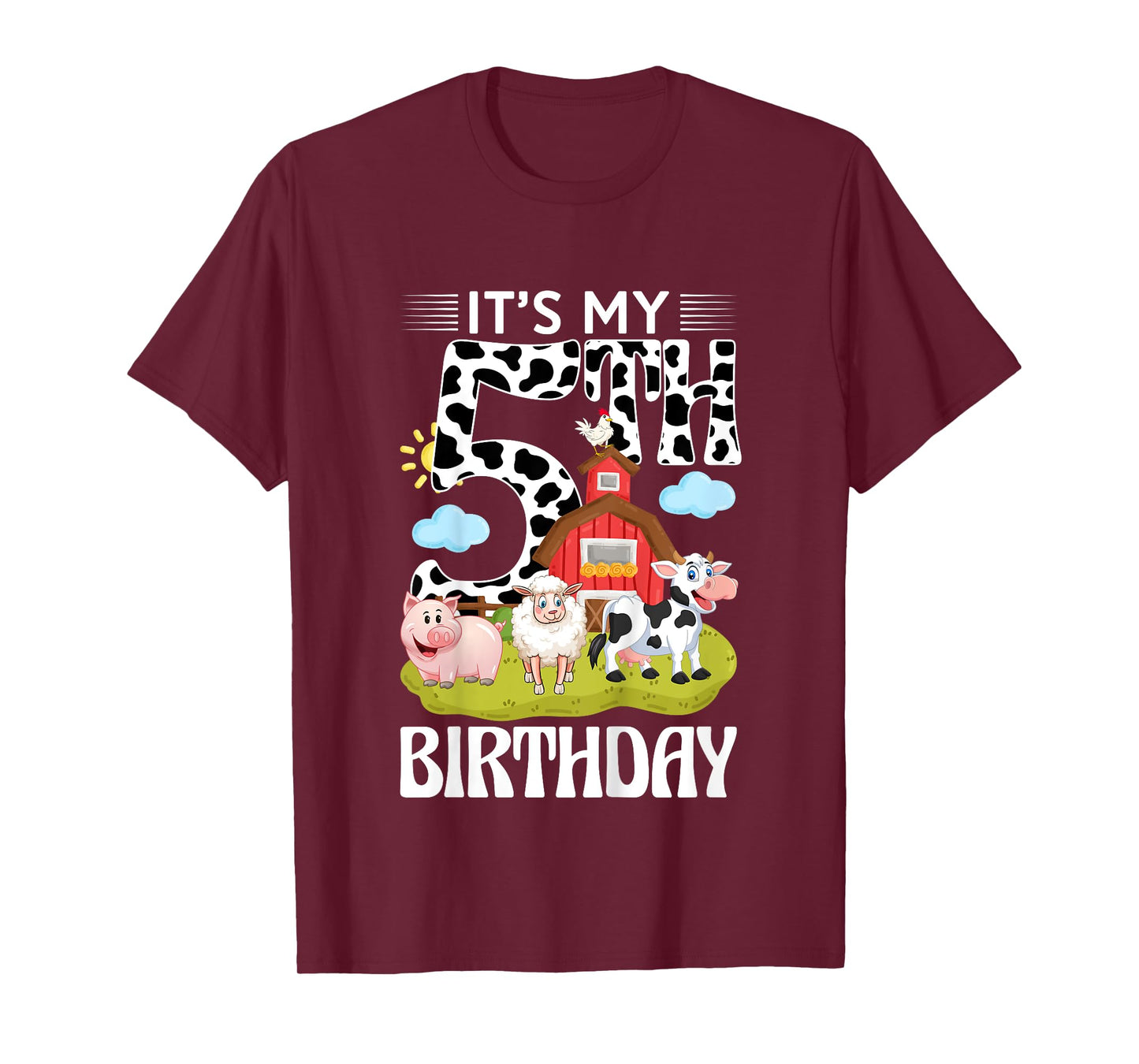 Cute It's My 5th Birthday 5 Years Old Farm Theme 5th B-day T-Shirt