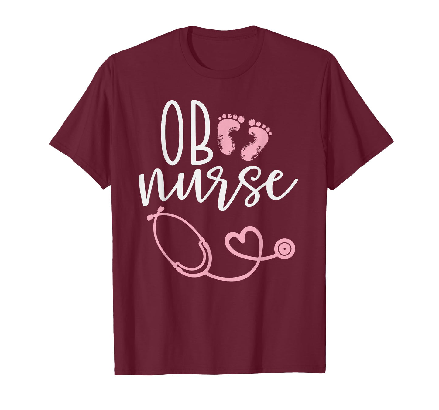 Cute OB Nurse Baby Feet Heart Design T-Shirt