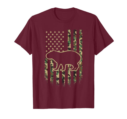 Camo American Flag Capybara Camouflage 4th of July Capybara T-Shirt