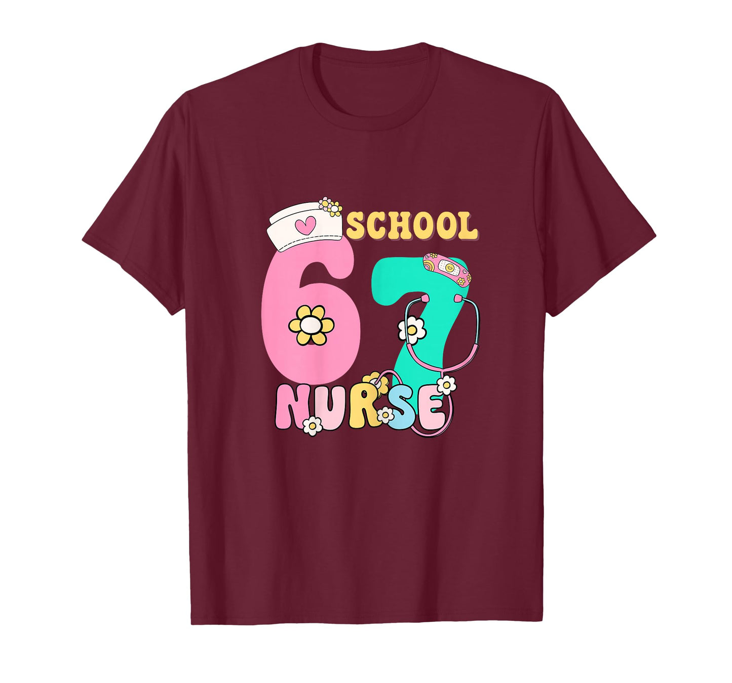67 Meme Funny School Nurse Pastel Retro Design T-Shirt