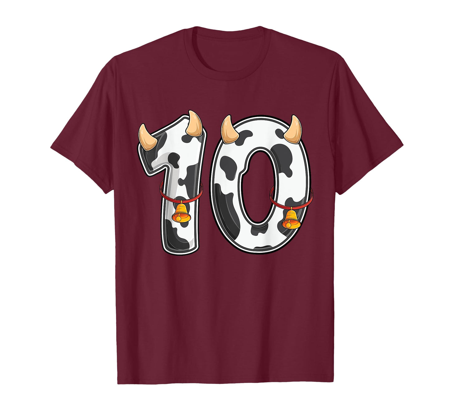 Cow Girl Boy Farmer 10th Birthday Ten 10 Years Old Bday Kids T-Shirt