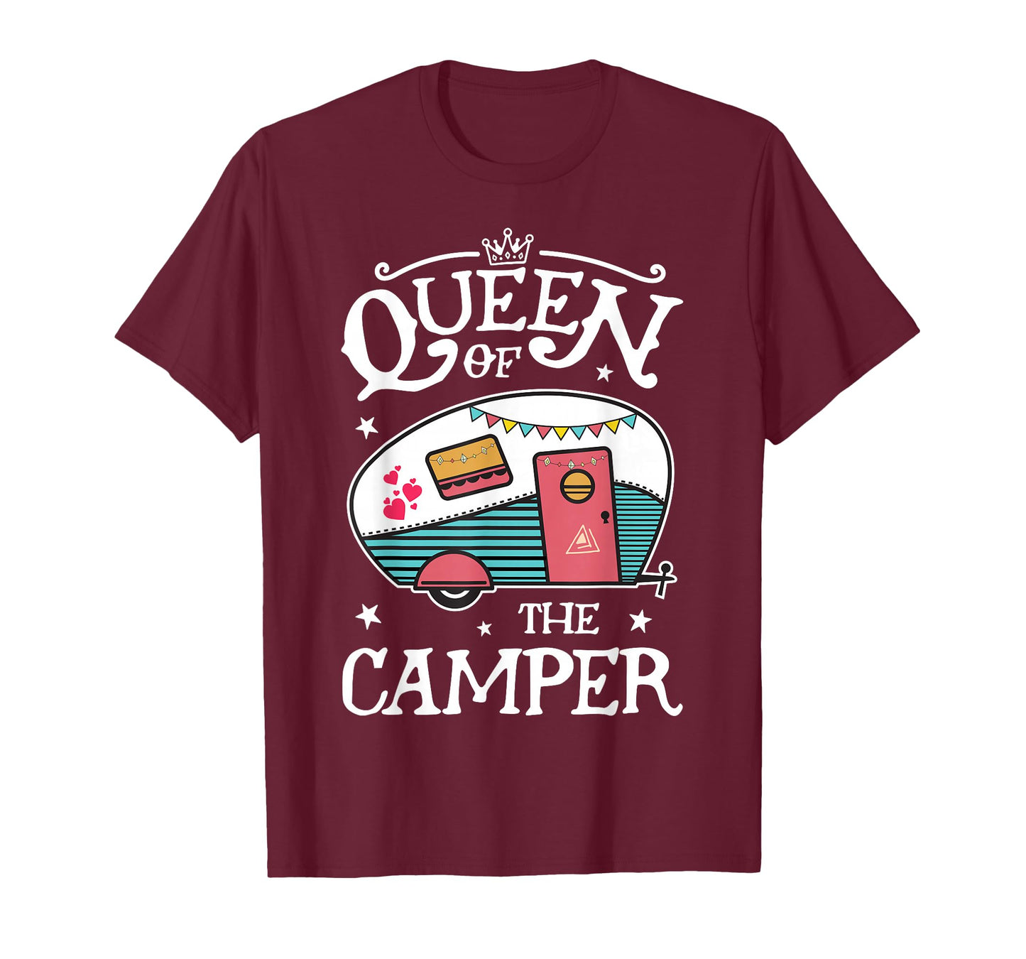 Queen of The Camper Funny Camping Outdoor Women Girls Zip T-Shirt