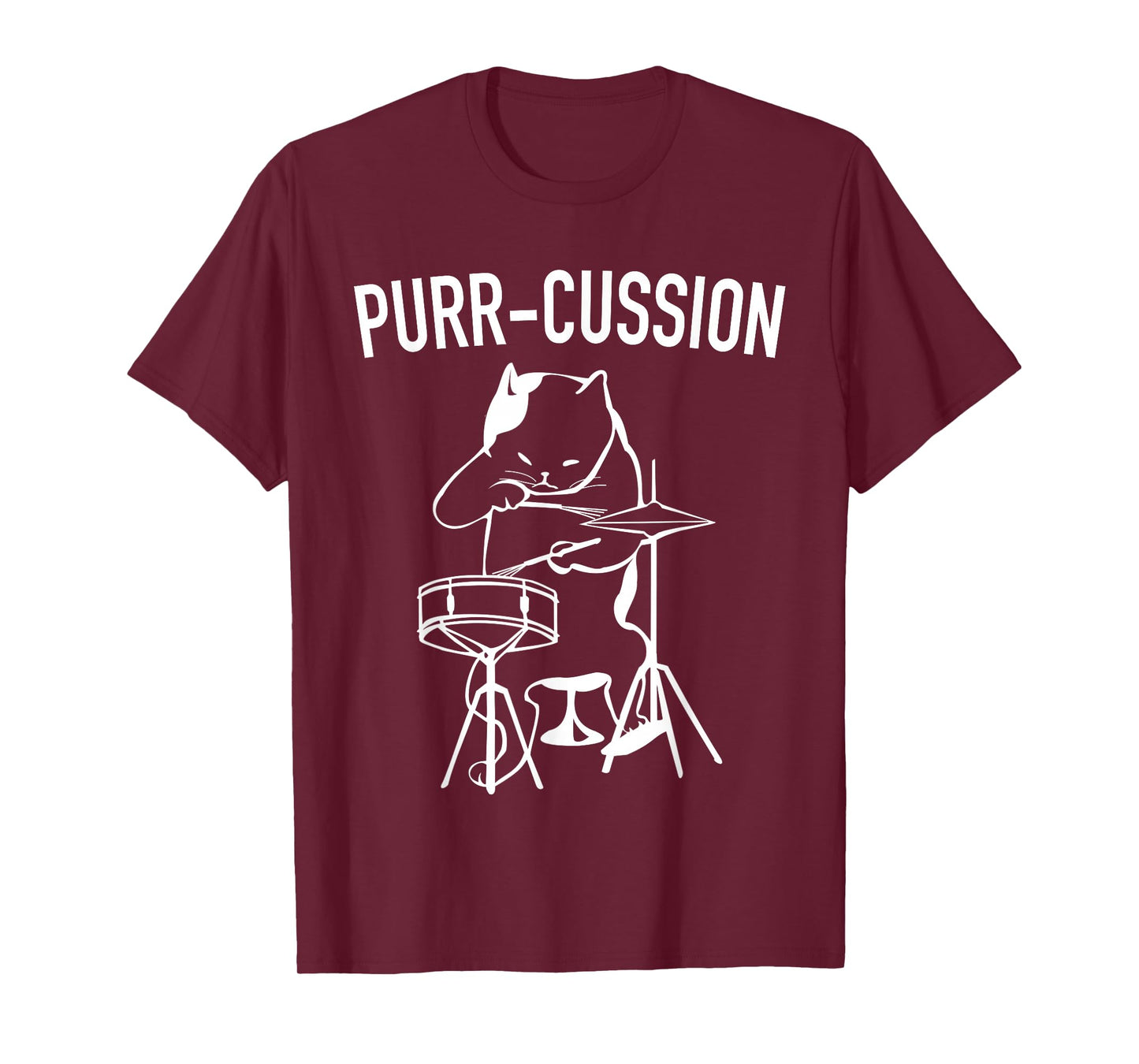 Funny Cat Drummer Shirt Purr-Cussion Druming T-Shirt