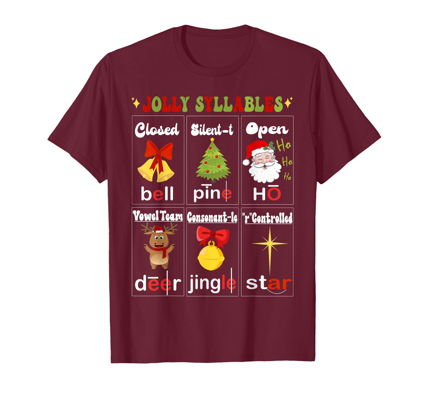 Christmas Reading Teacher Syllable Types Reading Teacher T-Shirt