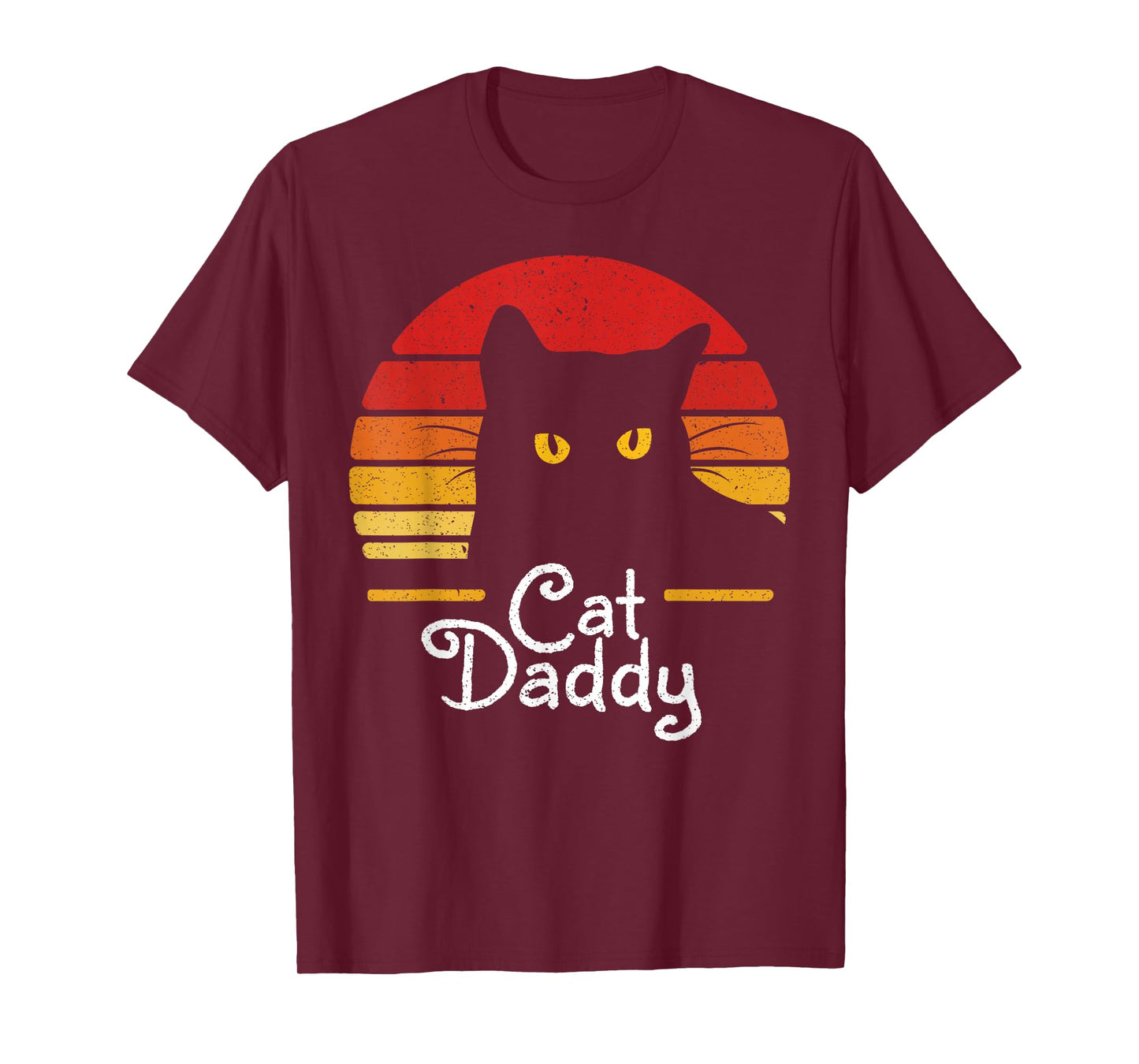 Cat Daddy Retro 70s 80s Black Cat Men Funny Cat Dad Gifts T-Shirt