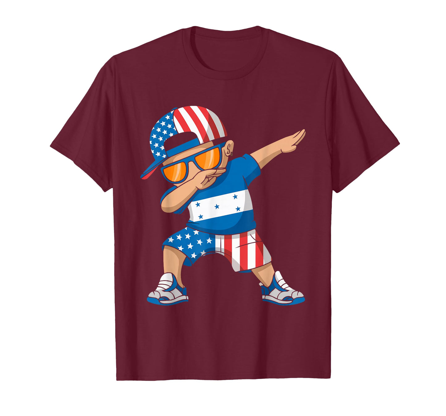 Half American Half Honduran USA Flag Honduras America T-Shirt