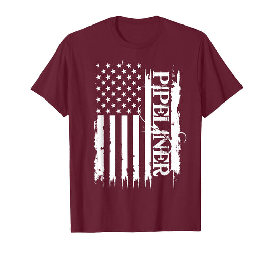 Pipeliner United States Distressed w US Flag T-Shirt