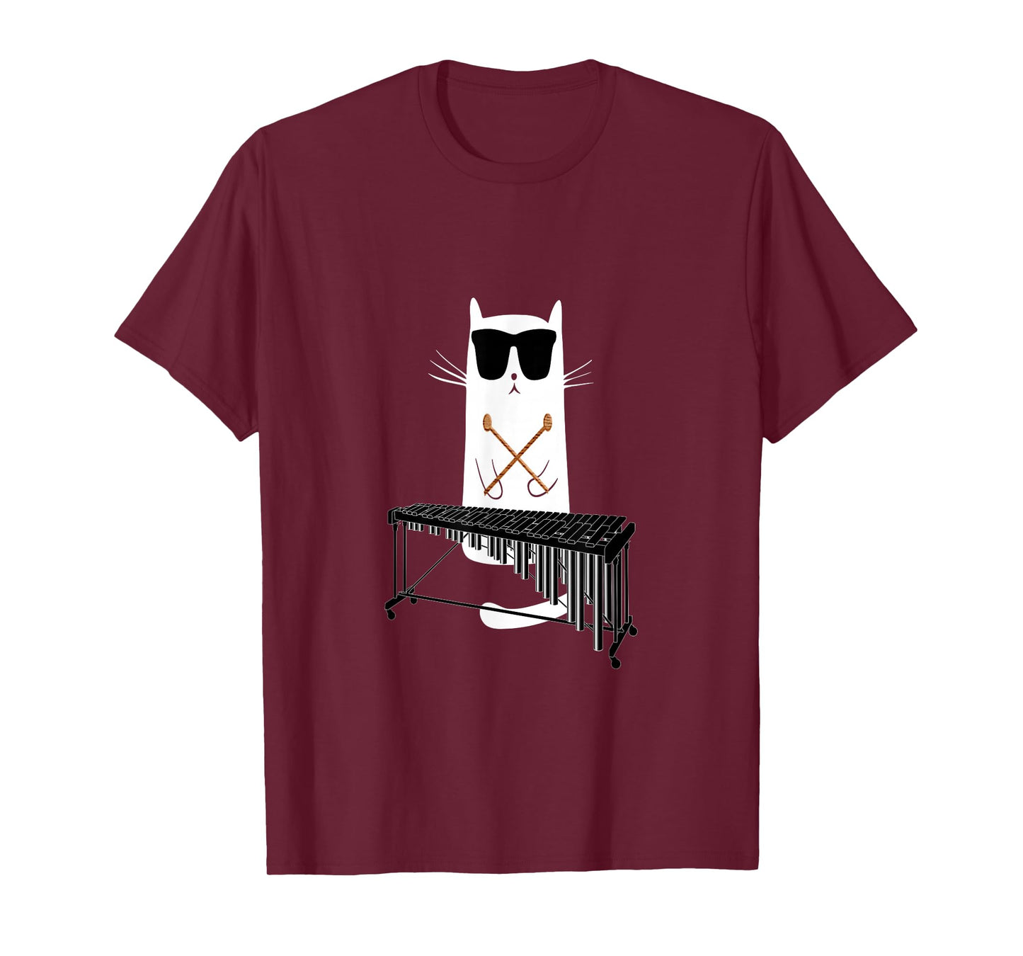 Funny Cat Wearing Sunglasses Playing Marimba T-Shirt