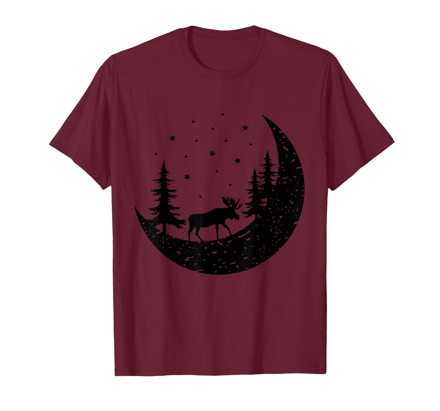 Moose On The Moon Forest Trees Outdoors Wildlife Camping T-Shirt