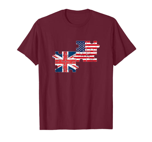 USA UK Vintage Flag British American T-Shirt