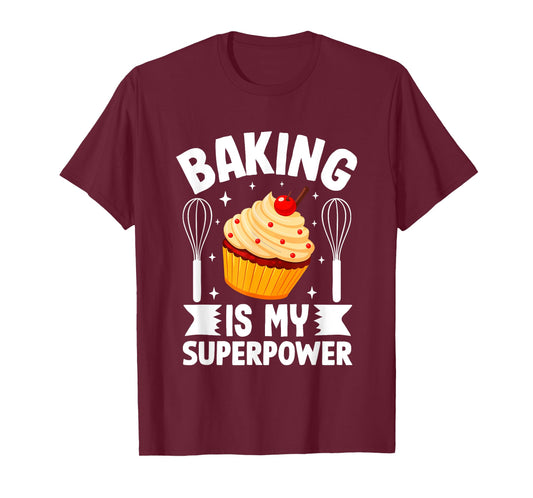 Baking is My Superpower Cupcake Whisking T-Shirt