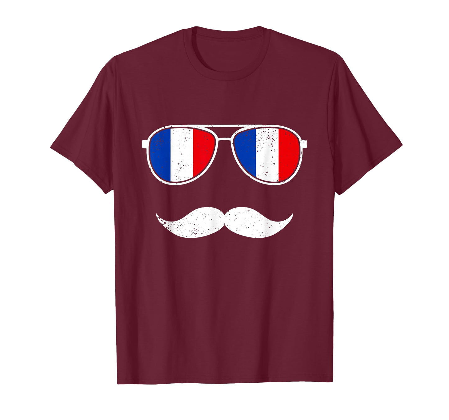 France Flag Retro Sunglasses Mustache Funny French Boys T-Shirt