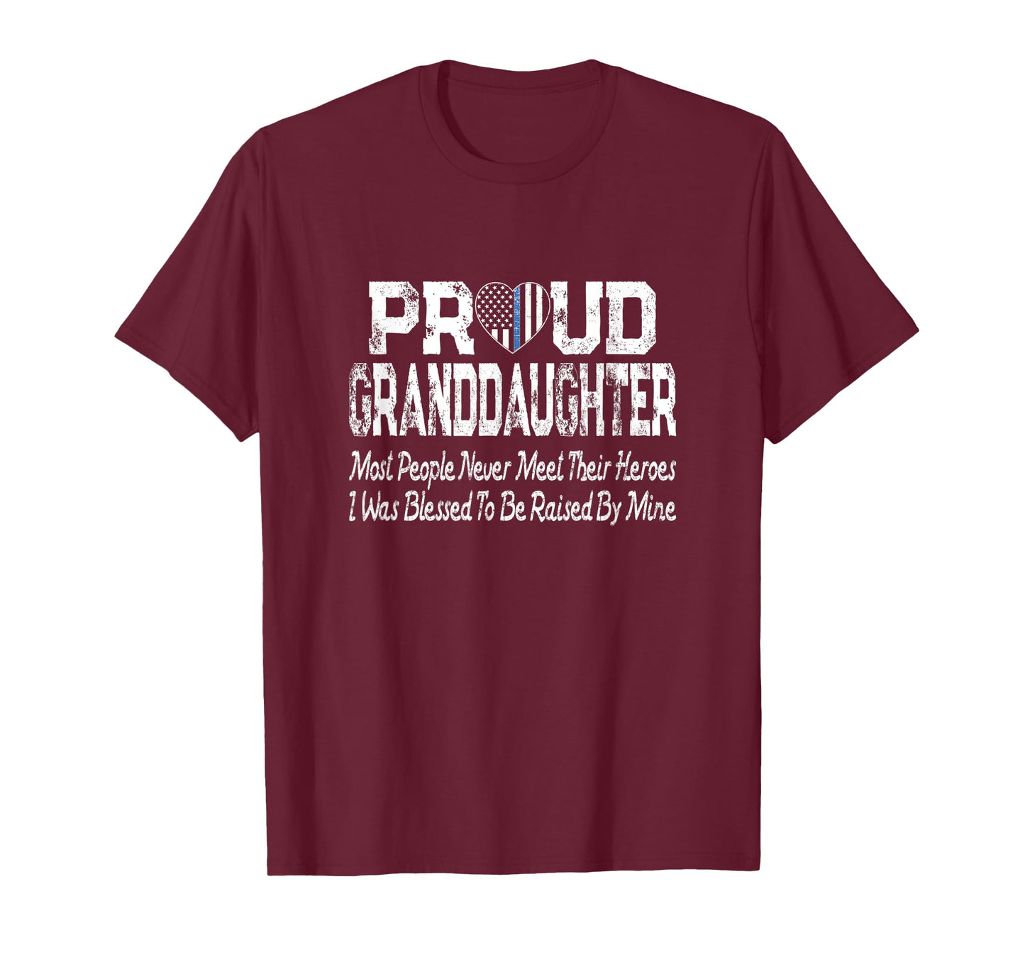 Proud Granddaughter Thin Blue Line Flag Heart Police Support T-Shirt