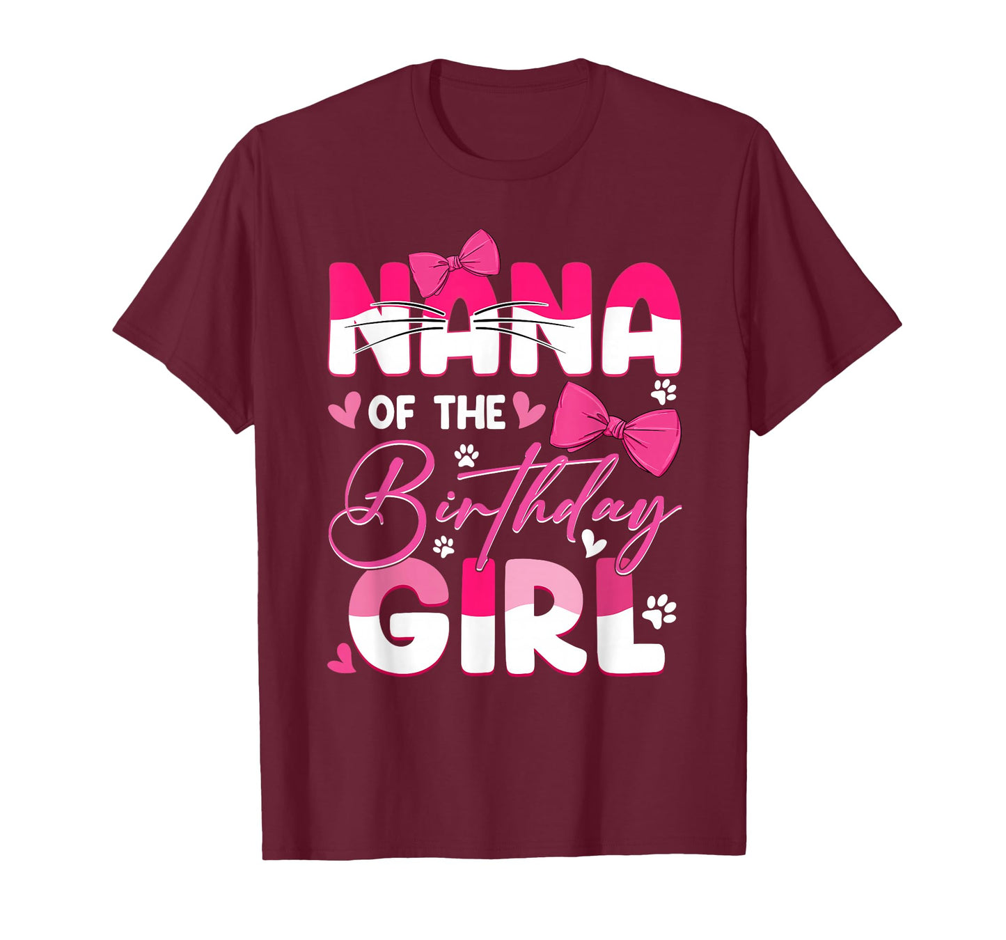 Nana Of The Birthday Girl Cat Kitty Family Matching T-Shirt
