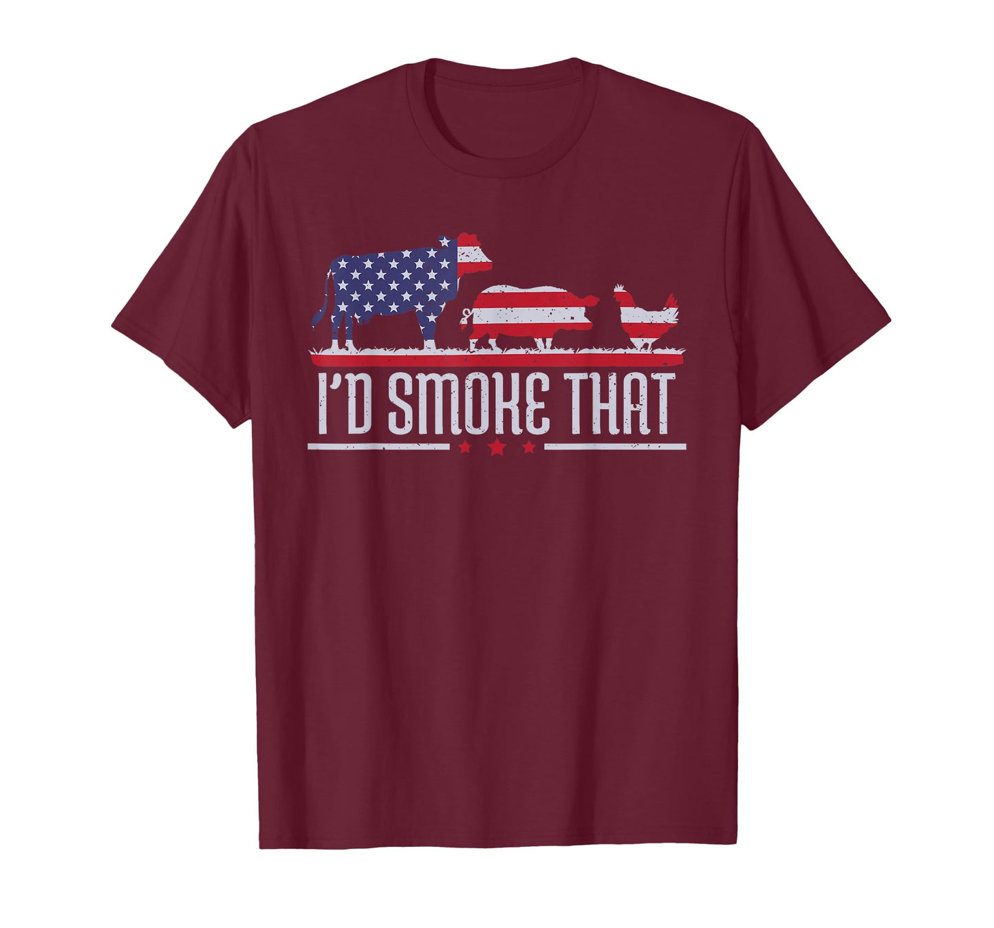 4th July I'd Smoke That Patriot BBQ Barbeque Cook Chef T-Shirt