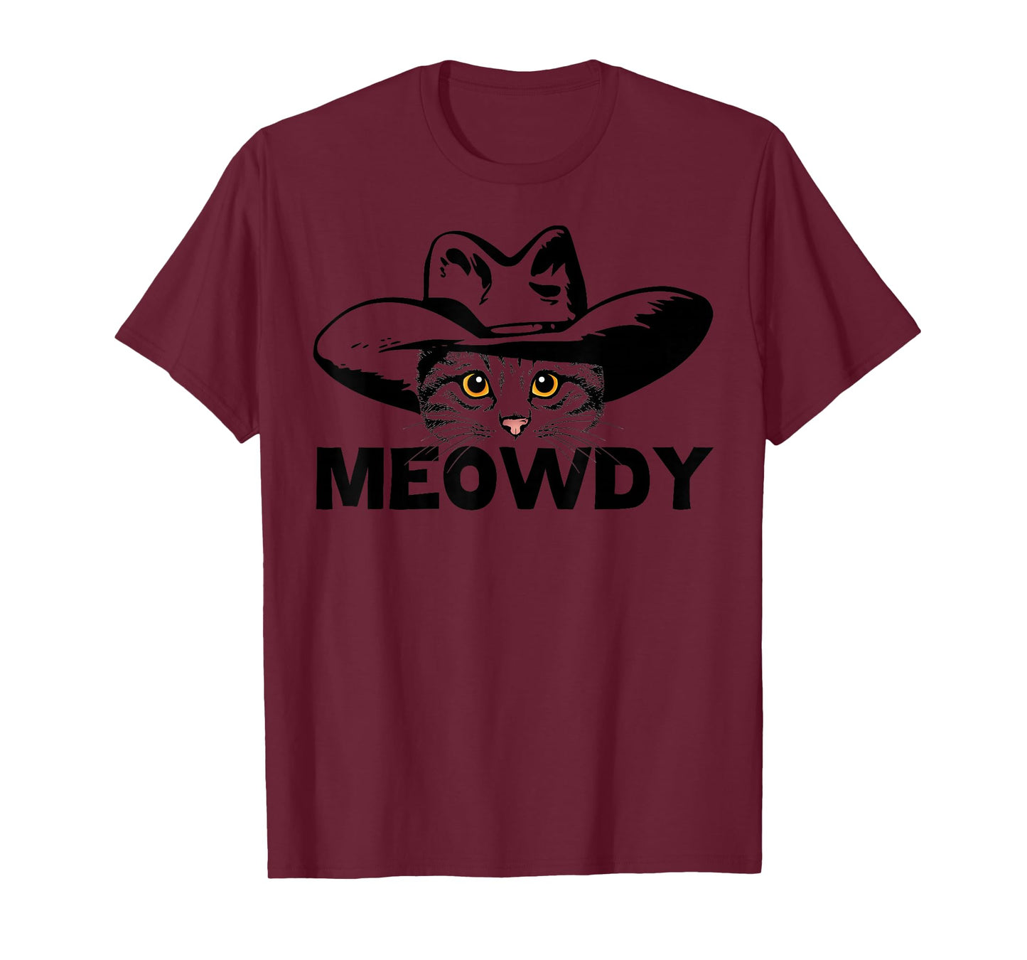 Meowdy - Funny Mashup Between Meow and Howdy - Cat Meme T-Shirt Small